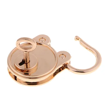 Antikvariniai Lydinio Mini Spynos su raktu, Rankinės Maži Bagažo Aukso 