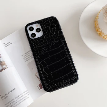 Prabangos prekės ženklo 3D krokodilo odos raštas Sunku, odinis telefono dėklas skirtas iphone 7 8 Plus X 12 XR MAX 11 Pro paketo Kortelės dangtelį Funda 