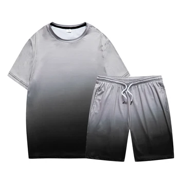 Prekės ženklo Vyrai Sportinę aprangą iš Dviejų dalių, vyriški Vasaros Atsitiktinis Tshirts+Šortai Sportinis Kostiumas Vyrų Rinkiniai Drabužių Streetwear Plius Dydis 3XL 4XL 