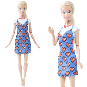 BJDBUS 1 Vnt Lėlės Suknelė Kasdien Šalies drabužių Mados Širdies formos Modelio Mėlynos spalvos Sijonas Drabužius Barbie Lėlės Priedai 