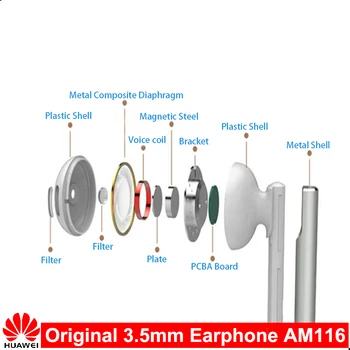 AM116 Originalus Huawei P20 lite Ausines In-ear Ausinės Ausinės+ Mikrofonas Volume Control 3.5 mm Nova 2i 3/P Smart Mate 10 lite 9 8 
