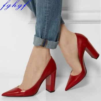 Fghgf 2018 Raudona 11Cm HeelPointed Kojų Elegantiškas Stambusis Aukštakulniai batai 