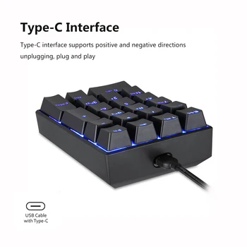 Motospeed K23 Klaviatūra USB Laidinio Skaičių Mechaninė Klaviatūra 21 Klavišus Mėlyna foninio Apšvietimo Klaviatūra su OUTEMU Mėlyna Jungiklis 