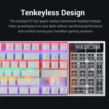 Mechaninė Žaidimų Klaviatūra RGB LED Rainbow Apšvietimu Laidinė Klaviatūra su Raudona Perjungtuvai, skirti 