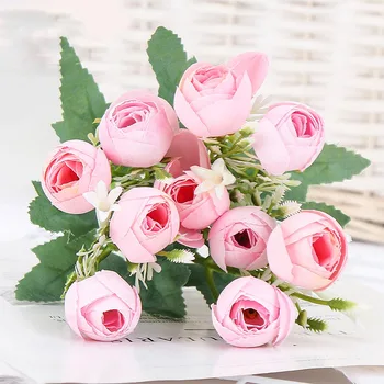 Spalvotų Arbatos Rožės vazos, namų dekoravimo reikmenys netikrą daisy plastikinių gėlių vestuvių dekoratyvinis Dirbtinės gėlės pigiai 