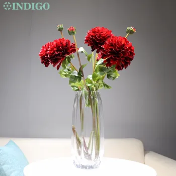 INDIGO - 5vnt Dahlia Didelis Raudonas Daisy Kultūros Namų dekoro Dirbtinių Gėlių Vestuves Naujų Atvežimas Nemokamas Pristatymas 