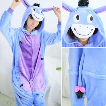Suaugusių Gyvūnų Pižama Moterų Sleepwear Visus į Vieną Pižamos Gyvūnų Cosplay Kostiumai Vienaragis Donkey Lokys Dygsnio Drabužius Pijama 