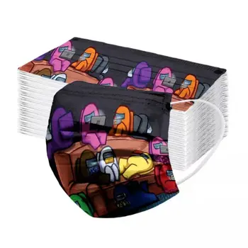 50-100 vienetų vienkartines kaukes vaikams, 3 sluoksnis dulkių filtras, kvėpuojantis tušas, animacinių filmų kawaii spausdinimo vaikų kaukė 