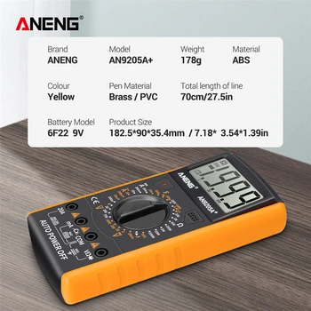 ANENG AN9205A LCD Skaitmeninis Multimetras Voltmeter Ammeter Atsparumas Testeris 