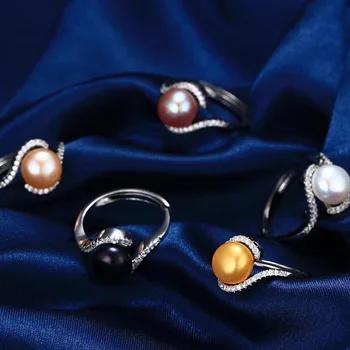 Dainashi 8-9mm Pearl Žiedai Moterims Balta Mados Natūralių Gėlavandenių Perlų 925 Sidabro Žiedas Geometrinis Vestuvinį Žiedą, Perlų Papuošalai 