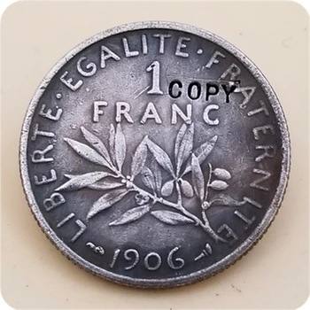 1903,1906 Prancūzija 1 Frankas kopijuoti progines monetas, monetų monetos replika medalis monetų kolekcionieriams ženklelis 
