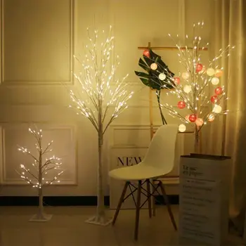Kalėdų Beržas Dirbtinis Medis Šviesos diodų (LED) Balta Beržo Medžio naktį Šviesos Stalo šviesaus Kalėdų Vestuvių Dekoro Medžio Šakos Lempos 