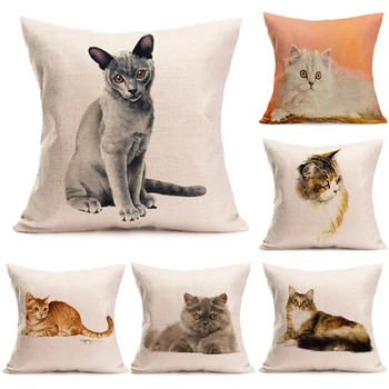 45cm*45cm labai realus katė lino pagalvių užvalkalus sofos pagalvės užvalkalą automobilio sėdynės pagalvėlė padengti dekoratyvinės pagalvės 