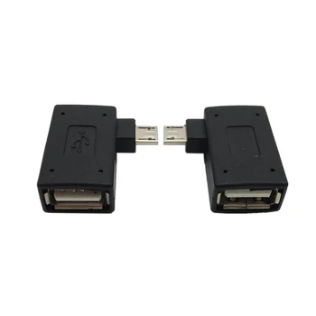 Micro Adapteris USB 2.0 Moterų ir Vyrų Micro OTG Maitinimo 2018 Uosto, 90 Laipsnių į Kairę 90 Dešiniuoju Kampu, USB OTG Adapteriai 