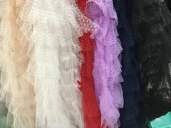 Siuvinėto tiulio tinklelio audinio gražių Išsiuvinėtu tiulio, nėrinių audinys, L-7211 vestuvių suknelė 