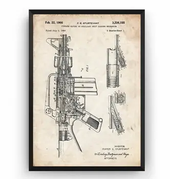 Derliaus M16 1966 Patentų Ginklą Karinį Planą, Plakatai, Drobė, Tapyba Spausdinti Sienos Dekoro Gyvenimo Namų Meno