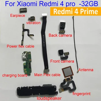Originalus Atgal Galinio vaizdo Kamera Už Xiaomi Redmi 4 Premjero 32GB USB mokestis valdybos Priekinė kamera, pirštų atspaudų garsiakalbis Flex kabelis