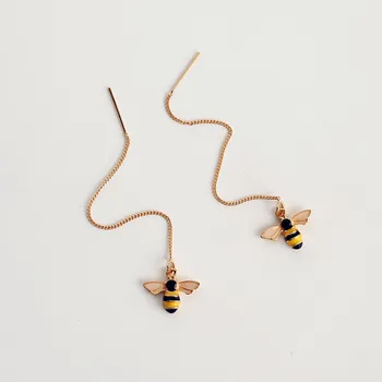 2019 Naujas prekės ženklas mielas bičių auskarai geltonos spalvos emalio mažų gyvūnų ausų stud moterų, mergaičių korėja stiliaus papuošalai, aksesuarai 