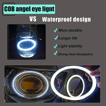 YSY 2vnt COB LED Žibintai Angel Eyes Lemputės Halo Žiedas Lempos Automobilių Šviesos važiavimui Dieną DRL Rūko žibintų Optikos Šviesos Dekoratyvinis Apšvietimas 