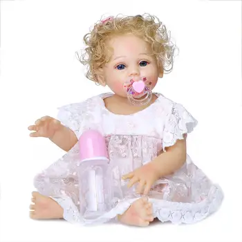 47CM originalus NPK bebe lėlės reborn baby girl saldus veidą ranka įsišaknijusi garbanotas plaukų nekilnojamojo minkšta viso kūno minkšto silikono lėlės