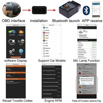 ELM327 OBD Bluetooth automobilių diagnostikos įrankis SAAB 9-3 9-5 93 95 