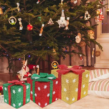 Kalėdų Medžiai, Saldainių Dėžutė Patalpų Apšviesta Lauko Dovanų Dėžutė, Sulankstomas Kalėdų Papuošalai Kalėdų Šalis Dekoratyvinis Pakavimo Dėžės 
