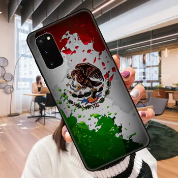 Telefono Dėklas SamSung Galaxy S Pastaba 10 20 7 8 9 Plius Krašto E Ultra Lite Juodo Dangtelio Hoesjes Tpu Svarbiausias Meno Meksikos Meksikos Vėliava 