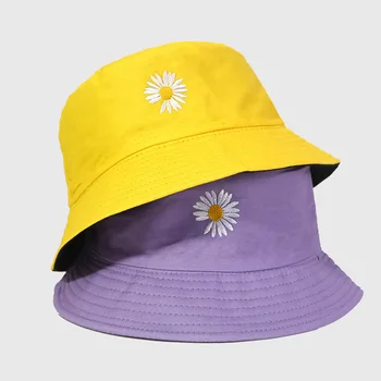 2020 m. Moteris dvipusis Daisy Kibirą Skrybėlę Vasarą, Pavasarį Didelis Kraštų apsaugos nuo Saulės Sun Žvejys Medvilnės Paplūdimio Kepurės Panama Žvejybos Kepurės 