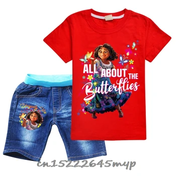 Pavasario Mados Berniukų drabužiai nustatyti vaikų Mergaičių Encanto T marškiniai +Džinsai Spausdinti bamblys Baby girl vaikų kostiumai Apranga 2-15Y 