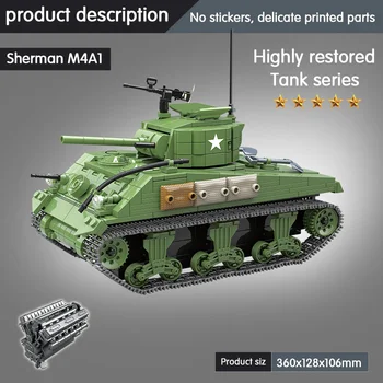 Karinės JAV M4A1 Sherman Tankas Statybos Blokus 