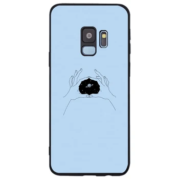 Mėlyna minimalistinio Padengti Minkštos Silikono TPU juoda Telefono dėklas Samsung Galaxy S6 S7 KRAŠTO S8 S9 S10 PLUS PASTABA 8 9 