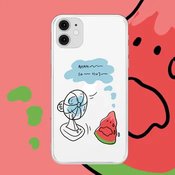 Juokingas animacinių filmų arbūzas mielas Telefono dėklas Skirtas iPhone 12 11 Pro Max atveju, Silikoninis dangtelis, skirtas 
