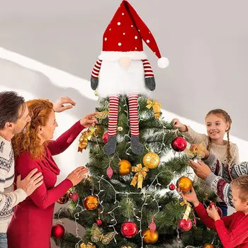 Beveidis Lėlės Tree Top Star Kojos Miško Žmogus, Medis Viršų Papuošti Gnome Kalėdų Eglutė Topper Norvegija Nisse Tree Top Ornamentu