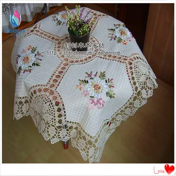 2016 naujas zakka namų rankų darbo gražių gėlių, siuvinėta staltiesė ant stalo ir virtuvės, namų dekoravimo audinys staltiesės 