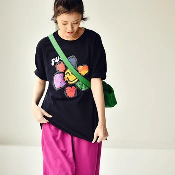 MICOCO T9993C Laisvalaikio meno amžiaus sumažinimo spalvos atspausdintas patogus vilnoniai medvilniniai apvalios kaklo trumpomis rankovėmis T-shirt 