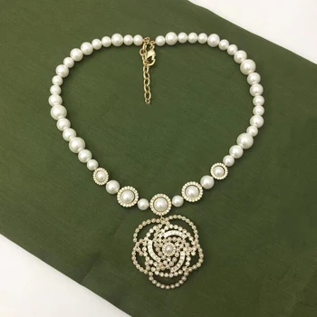 Karšto pardavimo markės aukštos kokybės prabangūs rankų darbo camellia perlų vėrinį moterims, jubiliejų, vestuvių papuošalai, šaliai, papuošalai,dovana
