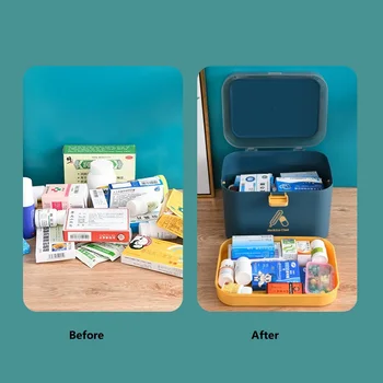 2 Sluoksnis Namų Mažų Medicinos Lauke Nešiojamų Pirmosios Pagalbos Rinkinys Plastiko Narkotikų Daugiafunkcį Medicinos Kabinetas Šeimos Kelionės storageBox