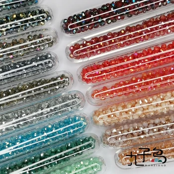Galvanizavimo serija, 2 * 3mm stiklo kristalų butas, įvairiapusės ovalo formos karoliukai, siuvinėjimo reikmenys