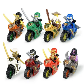 Vaikų Mini Surinkti Blokai Mini Geltona Deadpool Ninja Motociklo Animacinių Filmų Minifigures Ginklų Priedai Lėlės, Žaislai