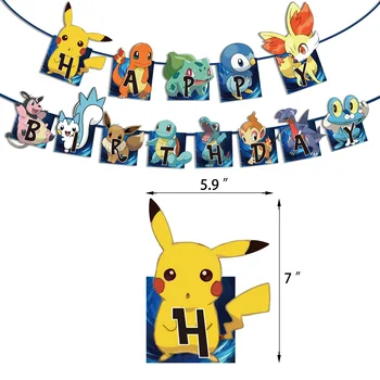 45pcs Animacinių filmų Pokemon Pikachu Temą Gimtadienio Dekoracijas, Stalo Rinkiniai, Tortas Vėliavos Apdailos Balionas Baby Shower Prekes 