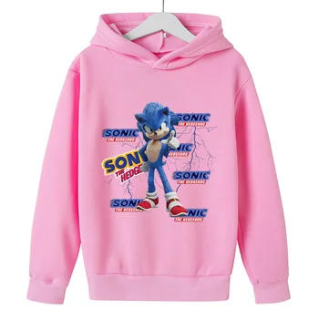 Berniukų, mergaičių 2021 Naujas Sonic Anime Hoodies Vaikų Palaidinukė Chalatą ilgomis Rankovėmis Megztinis Animacinių filmų Tracksuit Gobtuvu šeimos Drabužiai