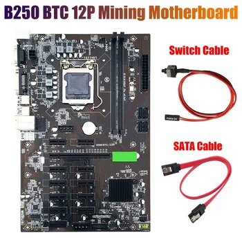 B250 BTC Kasybos Plokštė su SATA Kabelis+Switch Kabelis LGA 1151 DDR4 12XGraphics Kortelės Lizdas USB3.0 BTC Miner Kasyba 