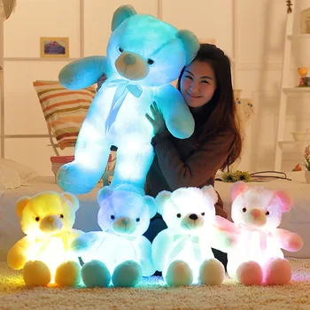 50cm Kūrybos Šviesą LED Meškiukas Iškamšos, Kūdikių Lėlės Pliušinis Žaislas Vaikams Spalvinga Žėrintis Kawaii Lokys Žaislai Vaikams 