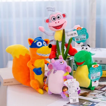 Dlot meilės nuotykių Dora beždžionės Batai Swiper pliušinis Lėlės žaislas 25cm Dora beždžionė įdaryti minkštas TV ir filmus pliušinis žaislas vaikams 