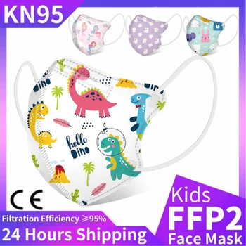 20PCS Vaikai KN95 Kaukės 4 Sluoksnis 3D Atspausdintas Animacinių filmų kn95 Kaukę nuo Dulkių ffp2mask Kvėpuojantis Vaikų FFP2 Kaukės mascarillas niños
