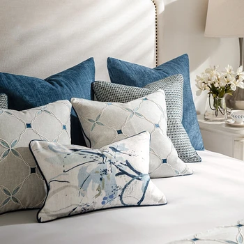 Modernus elegantiškas mėlyna smėlio spalvos pagalvėlės dangtis sofa mesti pagalvės užvalkalą paprasta pagalvė padengti rinkinys 