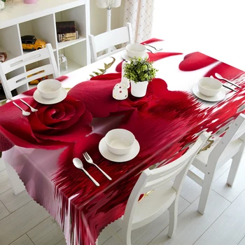 Senisaihon 3D Staltiesė Raudona Didelis Rožės Modelis Vandeniui Tirštėti Poliesteris Stačiakampio formos Vestuvių Vakarienės Stalo, audiniai Namų Tekstilei 