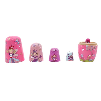 5vnt/Set Mediniai rusijos Matryoshka Pink Angel Lizdus Lėlės, Žaislai Vaikams, rusijos Tradicinių Etninių Stiliaus Lėlės Populiarus Žaislai 