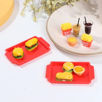 1 Set Mielas Mini Hamburger Bulvytės Miniatiūriniai Lėlių Greito Maisto Už Doll House Virtuvės Kavos Puodelį, Priedai Žaislas