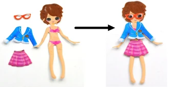 Atsitiktinis 1pc 3D Merginos persirengti Dress-Up Lipdukai, 20cm*15.7 cm 